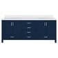 Lexora Home Jacques 80" Double Bathroom Vanity in Navy Blue with 2 cm White Cultured Marble Top and Rectangular Sinks, , large