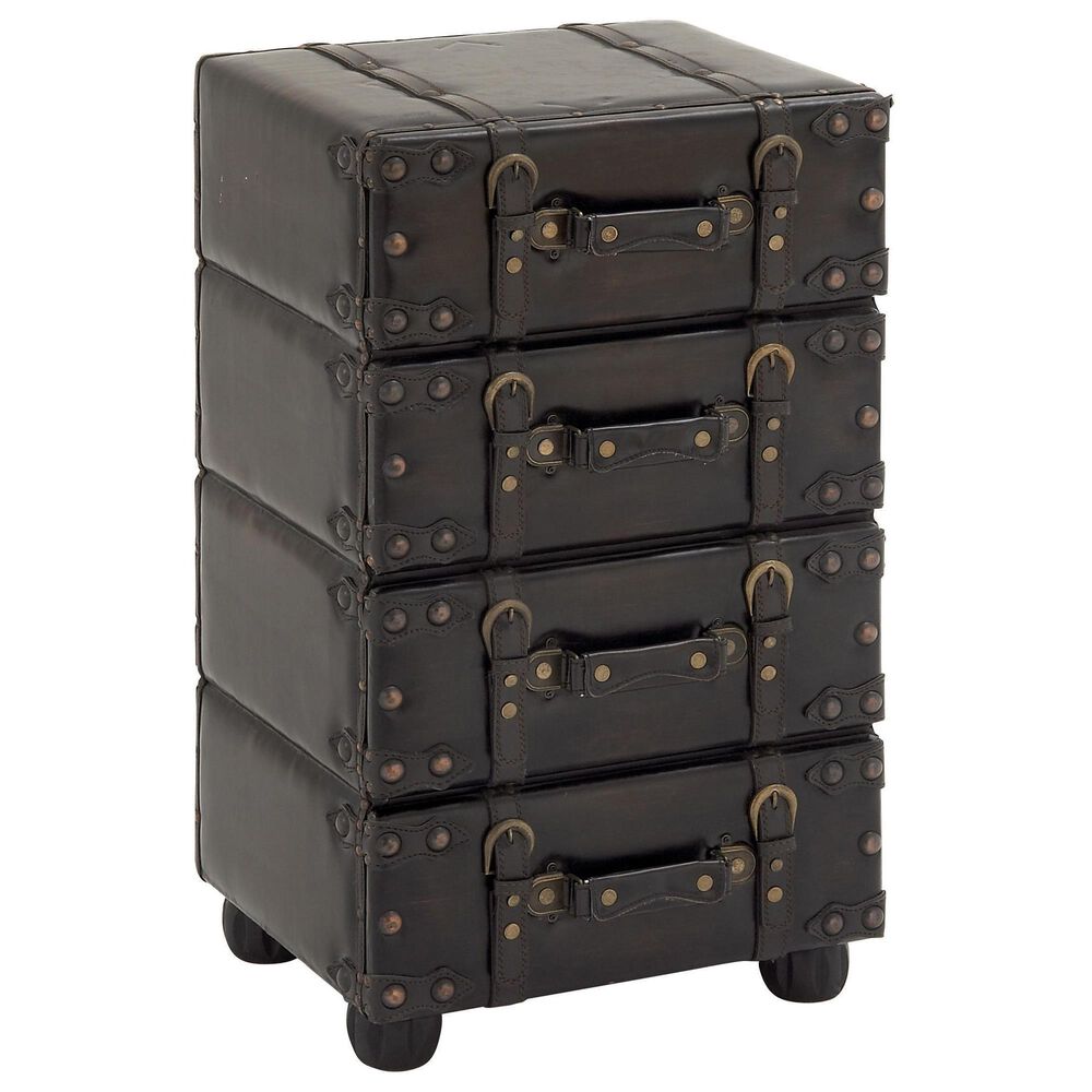 Maple and Jade 4-Drawer Room Chest with Buckle Strap and Stud Detail in Black, , large