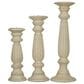 Maple and Jade 12", 15", 18" Distressed Turned Pillar Decorative Candle Holder in Beige (Set of 3), , large