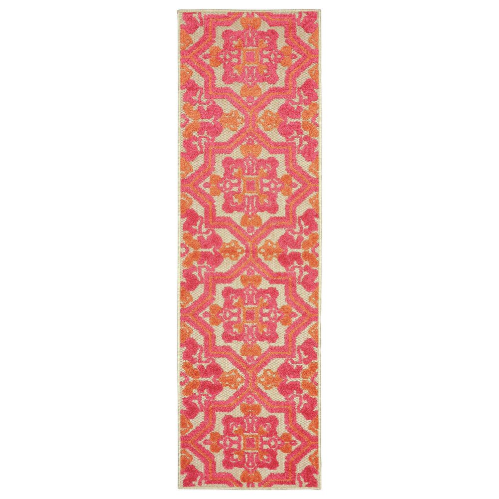 Oriental Weavers Cayman Sand and Pink 2"3" x 7"6" Indoor/Outdoor Runner, , large