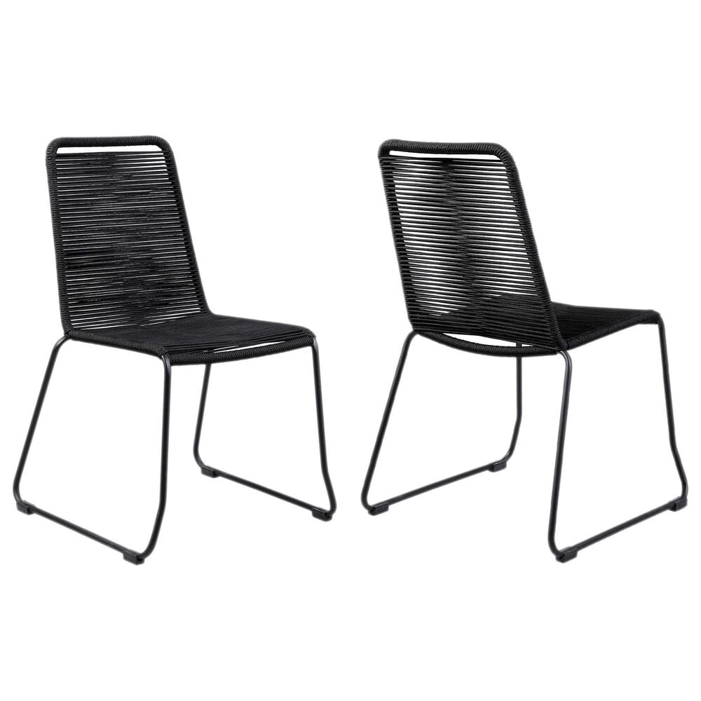 Blue River Shasta Outdoor Dining Chair with Rope Seat in Black (Set of 2), , large