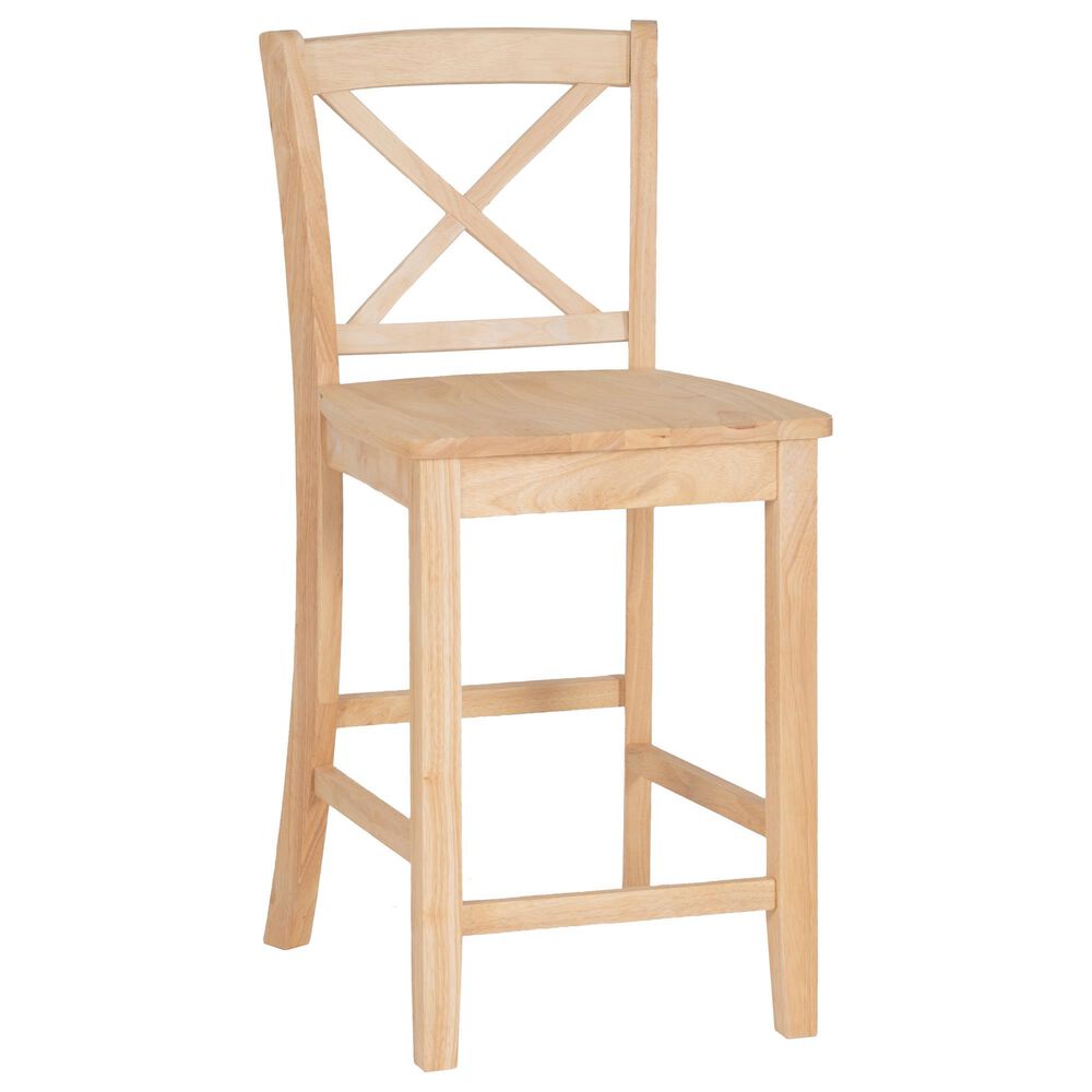 Linon Home Decor Torino X-Back Counter Stool in Natural Unfinished, , large
