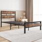 Hearth and Haven Twin Platform Bed with Metal Slats Support in Black and Brown, , large