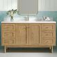 James Martin Vanities Laurent 60" Single Bathroom Vanity in Light Natural Oak with Single Hole 3 cm White Zeus Quartz Top and Rectangular Sink, , large