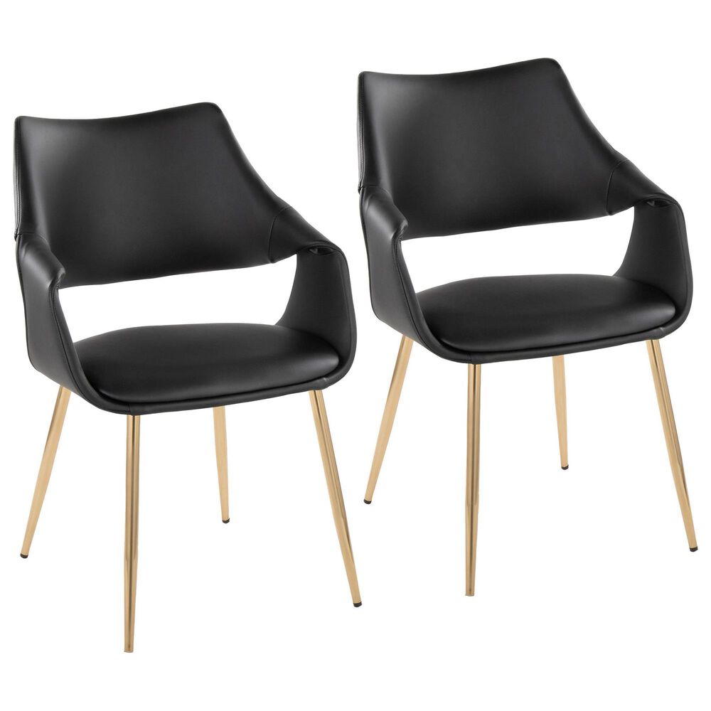 Lumisource Curvo Arm Chair with Black Upholstered in Gold (Set of 2), , large