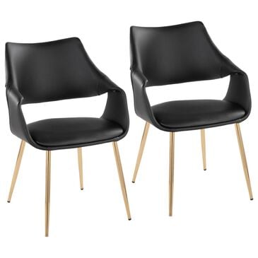Lumisource Curvo Arm Chair with Black Upholstered in Gold (Set of 2), , large