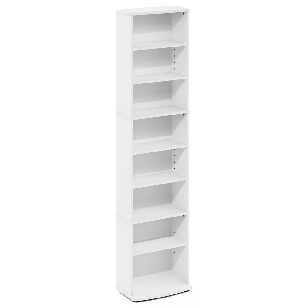 HOMLUX 8-Tier Multimedia Storage Tower with Adjustable Shelves in White, , large