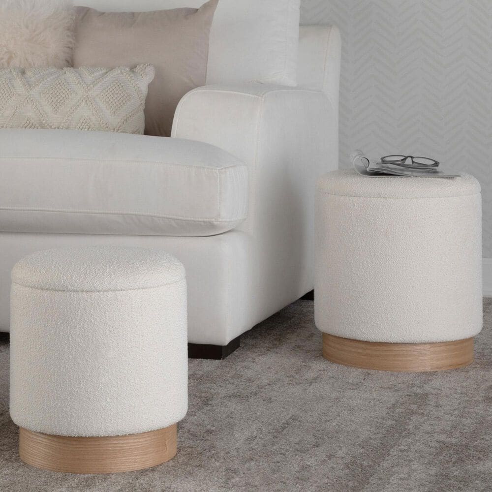 Lumisource Marla 2-Piece 16&quot; Nesting Ottoman Set in Cream, , large