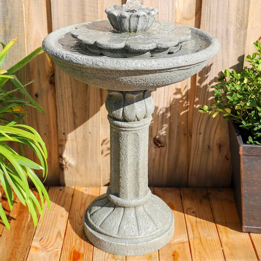 Kenroy Nymph Bird Bath in Weathered Concrete, , large