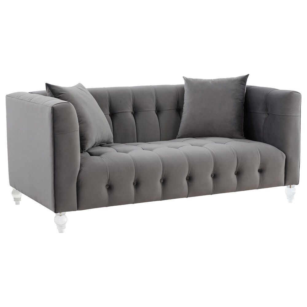 Tov Furniture Bea Stationary Loveseat in Grey Velvet, , large