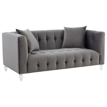 Tov Furniture Bea Stationary Loveseat in Grey Velvet, , large