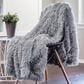 50" x 65" Faux Long Fur Throw Blanket in Gray, , large