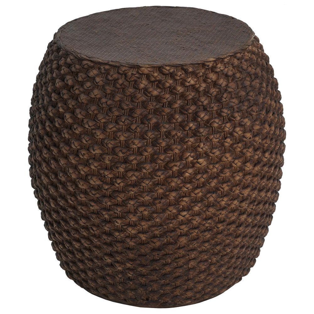 Hearth and Haven Outdoor Faux Rattan Side Table with Basket Weave Pattern in Brown, , large