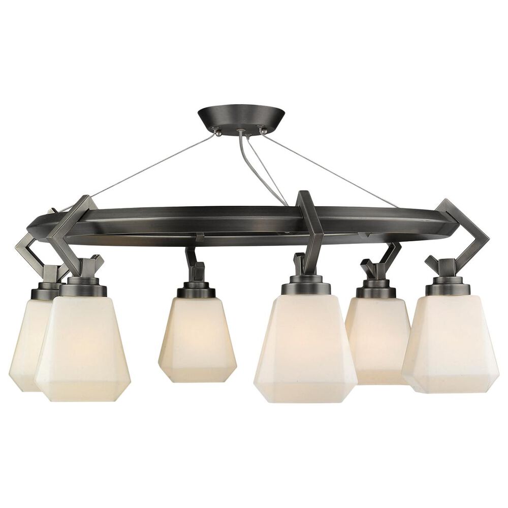 Golden Lighting Hollis 6-Light Semi Flush in Aged Steel, , large