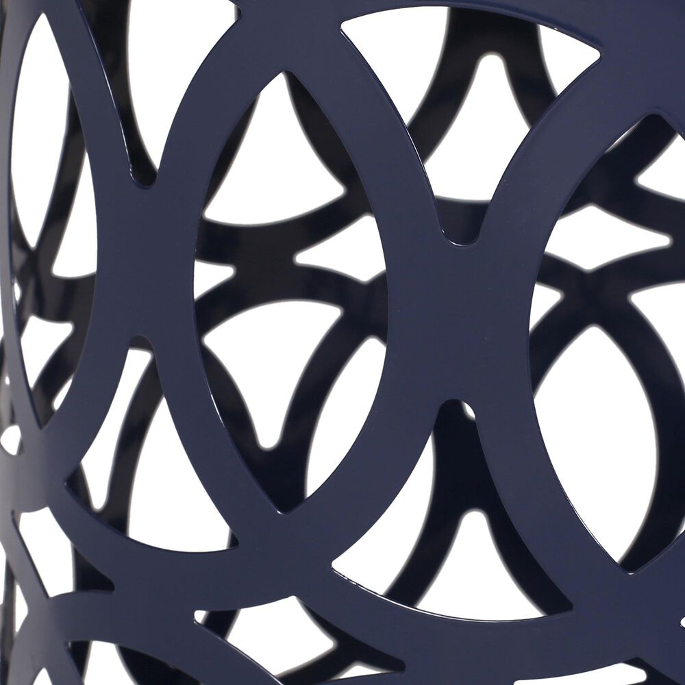 Hearth and Haven Cylindrical-Shaped Iron Patio End Table in Navy Blue &#40;Set of 2&#41;, , large