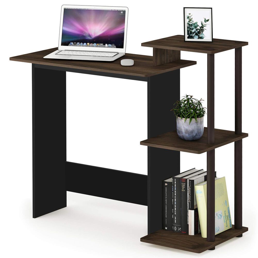 HOMLUX 40" Computer Desk with Open Side Shelves in Columbia Walnut and Brown, , large