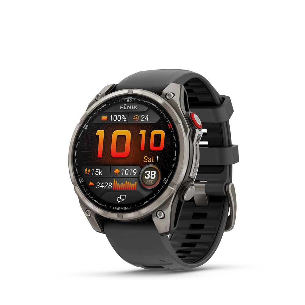 Garmin Fenix 8 Pro Sapphire AMOLED Smartwatch 47mm Titanium Case with Graphite Black Silicone Band, , large