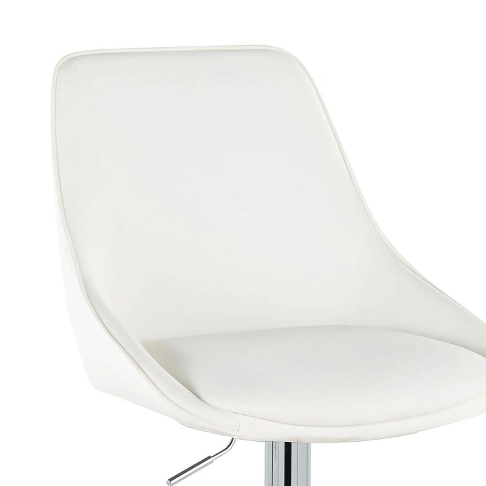 LumiSource Diana Adjustable Barstool with White Faux Leather Upholstery in Chrome (Set of 2), , large
