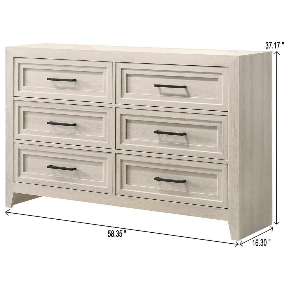 Crown Mark Lorraine 6 Drawer Dresser in Antique White, , large