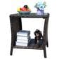 Hearth and Haven Wicker Patio Coffee Table with Clear Tempered Glass Top in Brown, , large