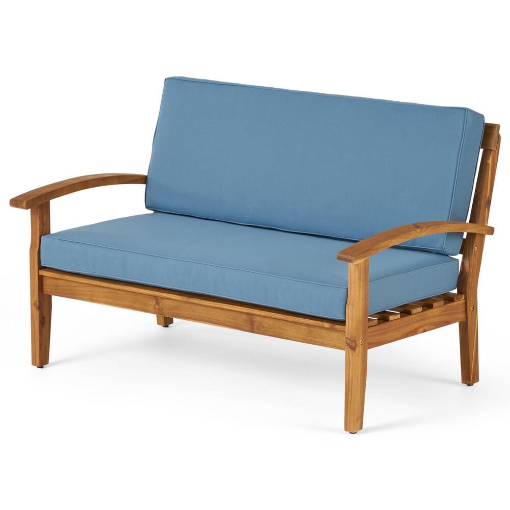 Hearth and Haven Peyton 2-Piece Patio Conversation Set with Beige Cushion in Teak, , large