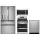 GE Profile 4pc Kitchen Package with Refrigerator, Range, Microwave, and Dishwasher in Stainless Steel, , large
