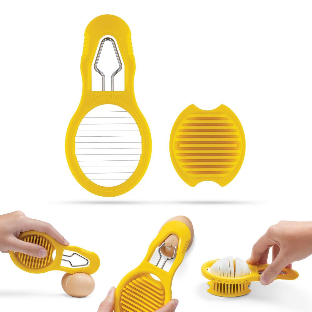 Dreamfarm Eggler Egg Cracker Peeler Slicer in Yellow and Stainless Steel, , large