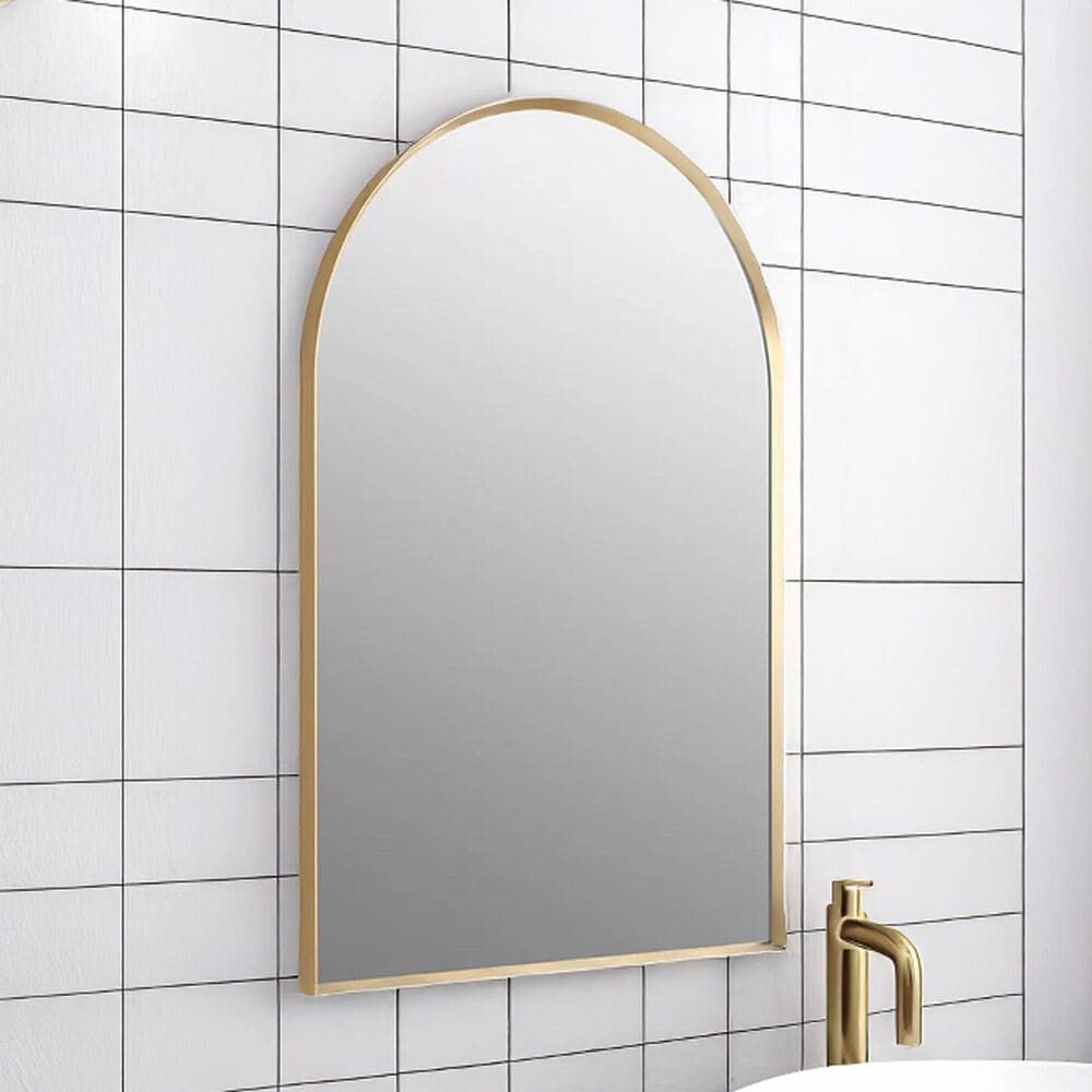 Kohler Essential 24&quot; x 36&quot; Moderne Brushed Gold Arched Framed Mirror, , large