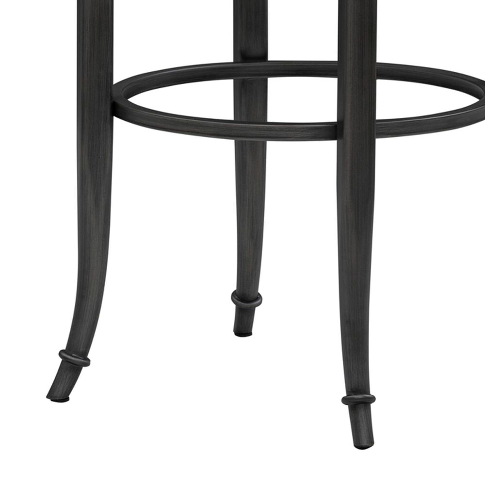 Armen Living Torres Bar Height Stool with Night Life Blue Upholstery in Antique Pewter, , large