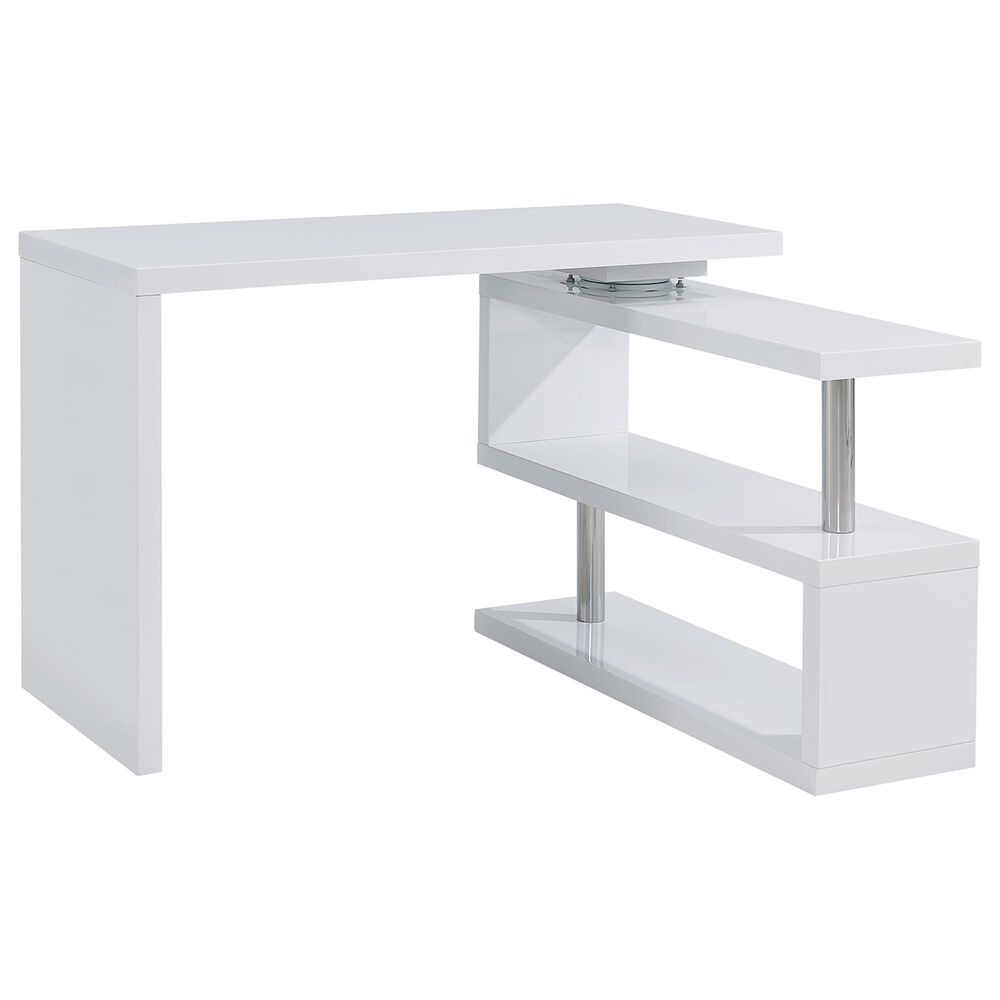 Southern Enterprises Yatesling Corner Desk in White/Chrome, , large