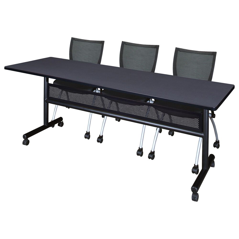 4-Piece Mobile Training Table Set in Grey/Black/Silver, , large