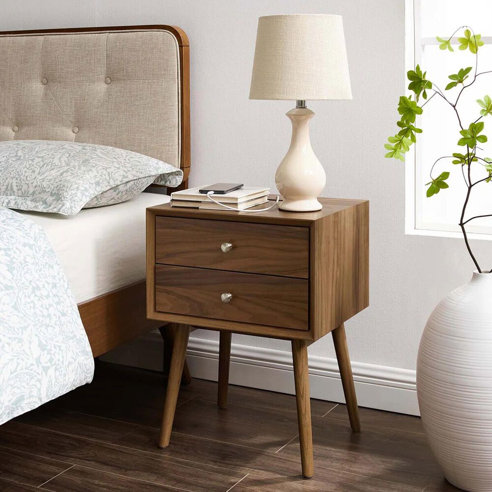 Modway Ember 2 Drawer Nightstand with AC and USB Ports in Walnut Walnut, , large