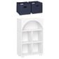 RiverRidge Home Kids Curve Appeal 23" 4-Cubby Bookcase with 2 Navy Bins in White, , large