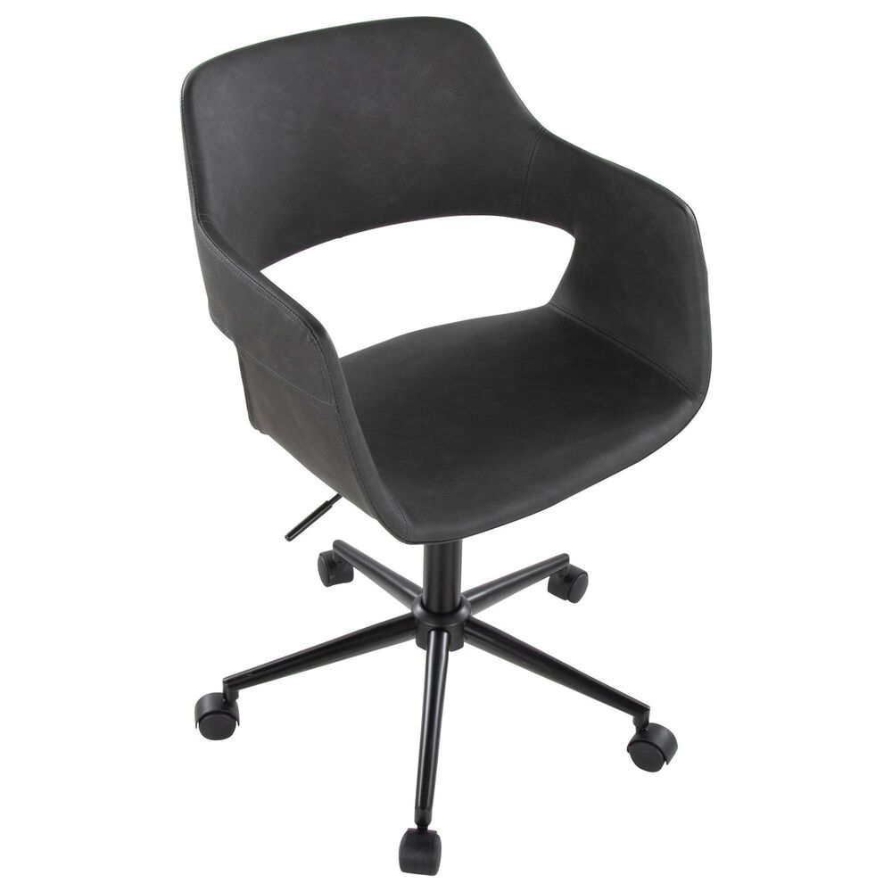 Lumisource Margarite Task Chair with Grey Faux Leather Cushion in Black, , large