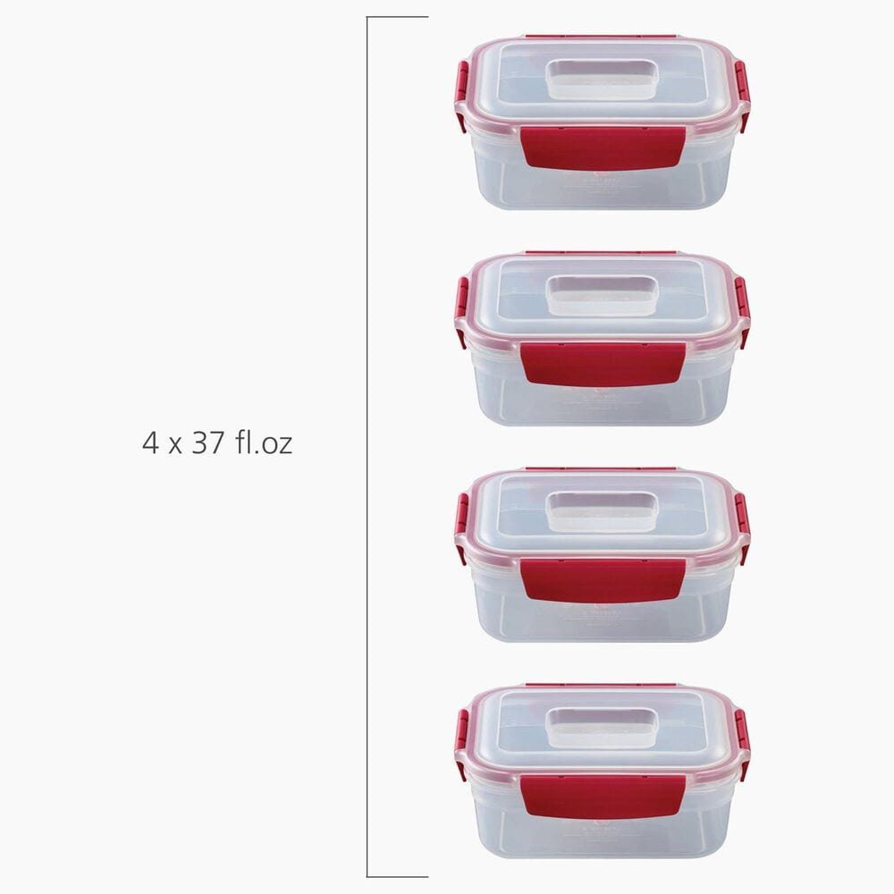 Joseph Joseph Nest Lock 8-Piece Rectangular Food Container Set in Red, , large