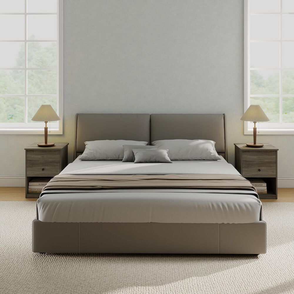 HOMLUX 1-Drawer Lift Top Nightstand in French Oak Grey, , large