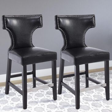 CorLiving Kings Counter Height Barstool in Black (Set of 2), , large