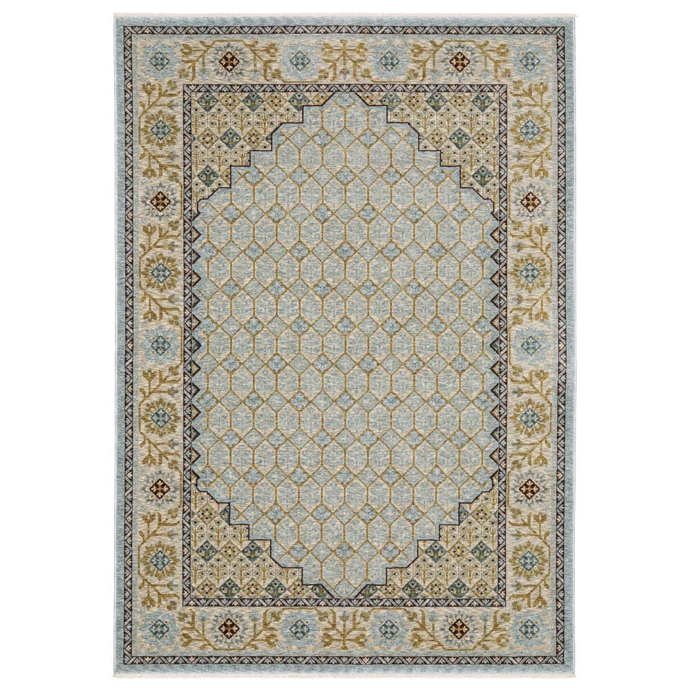 Oriental Weavers Capella Blue and Gold 6&#39;7&quot; x 9&#39;6&quot; Area Rug, , large