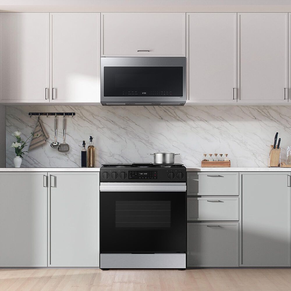 Samsung Bespoke Bespoke 6.0 Cu. Ft. Smart Slide-In Gas Range with Auto Conversion and 17K BTU Power Burner in Stainless Steel, , large