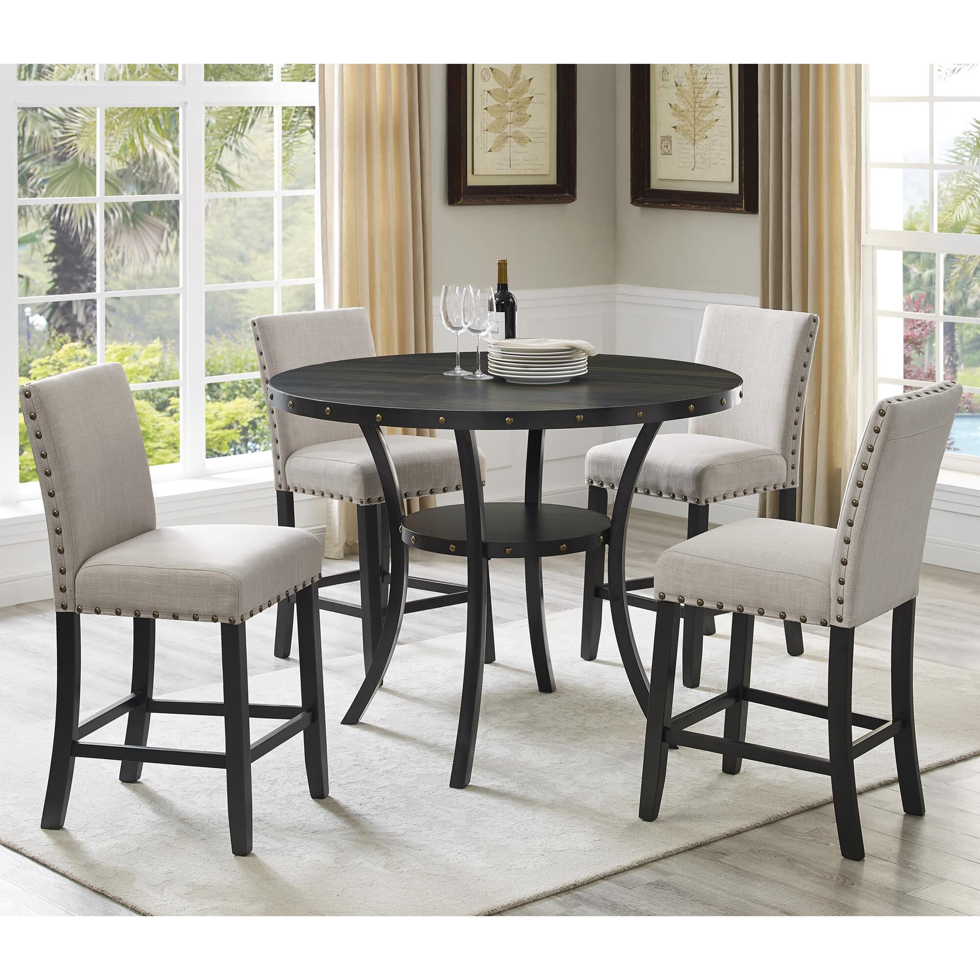 5 piece round counter sales height dining set