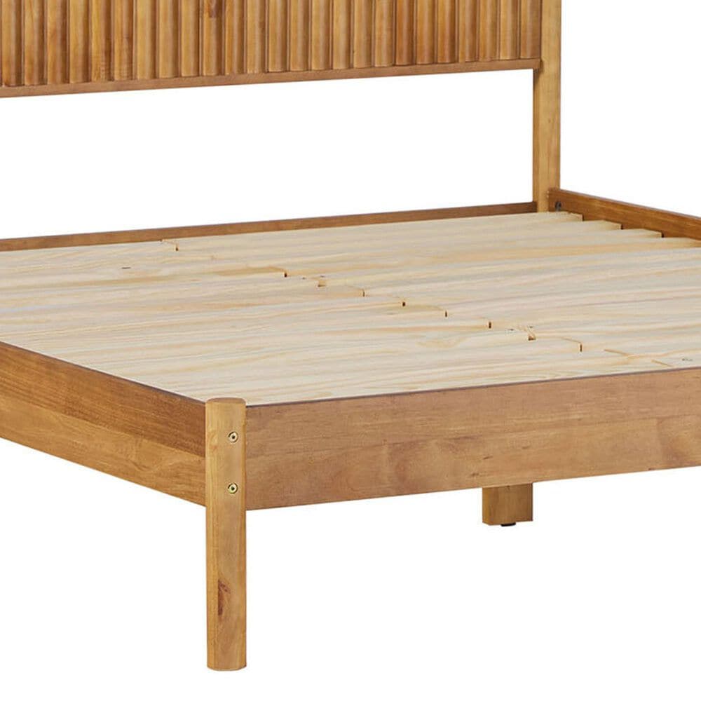 Walker Edison Paris Queen Platform Bed with Reeded Headboard in Blonde, , large