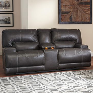 Signature Design by Ashley McCaskill Double Reclining Loveseat with Console in Gray, , large
