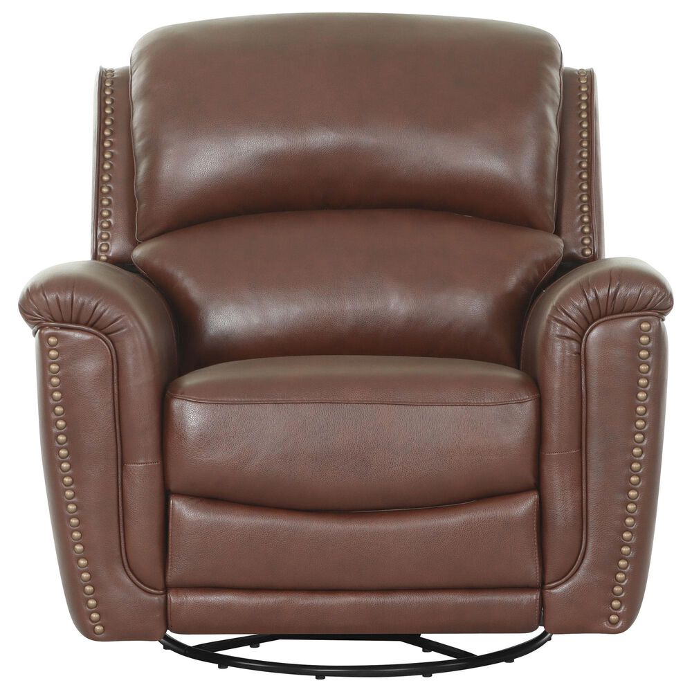 Chateau d'Ax Stationary Leather Sofa and Recliner Set in Red Brown, , large