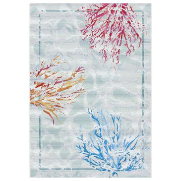 Safavieh Barbados Tropical Coral 3"3" x 5"3" Teal and White Indoor/Outdoor Area Rug, , large