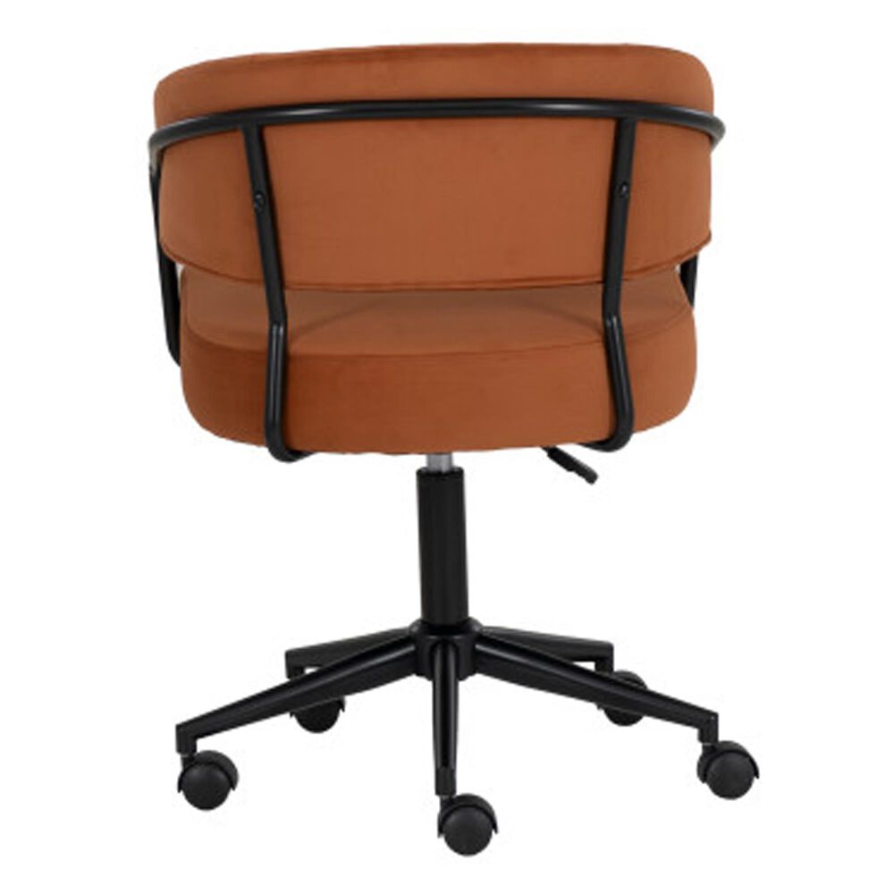 Linden Boulevard Portland Desk Chair with Caramel Cushion in Black, , large
