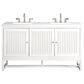 James Martin Vanities Athens 60" Single Bathroom Vanity in Glossy White with 3 cm White Zeus Quartz Top and Rectangular Sink, , large