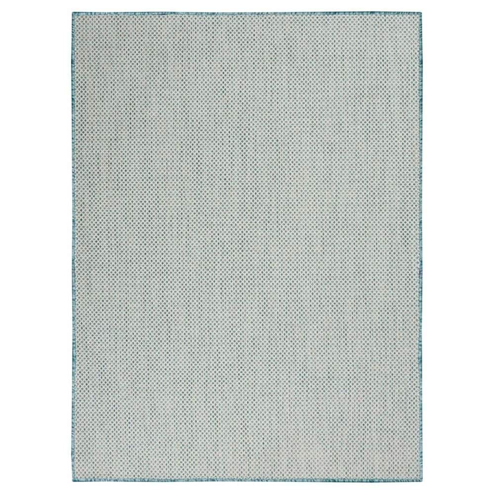 Nourison Courtyard Ivory and Aqua 7&#39; x 10&#39; Indoor/Outdoor Area Rug, , large