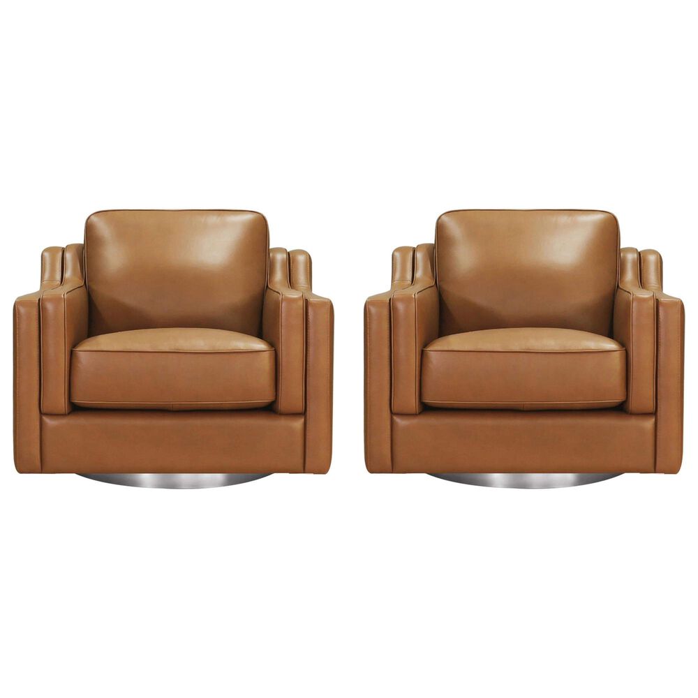 Hydeline Bella Swivel Chair in Cognac Brown (Set of 2), , large