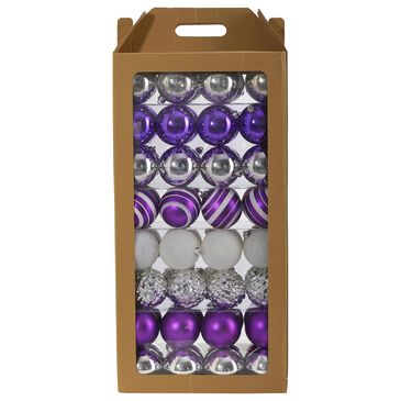 Nearly Natural Inc 64 Count Christmas Tree Ornament Set with Re-Useable Box, , large
