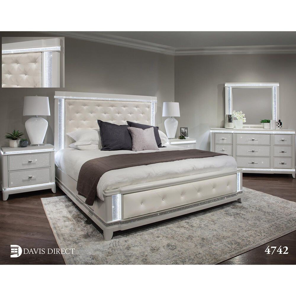 Davis International Celeste King Bed in Soft White Snow Flake, , large